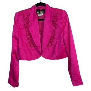 Vintage The Icing Hot Pink 100% Silk Blazer Jacket Size 14 Lined